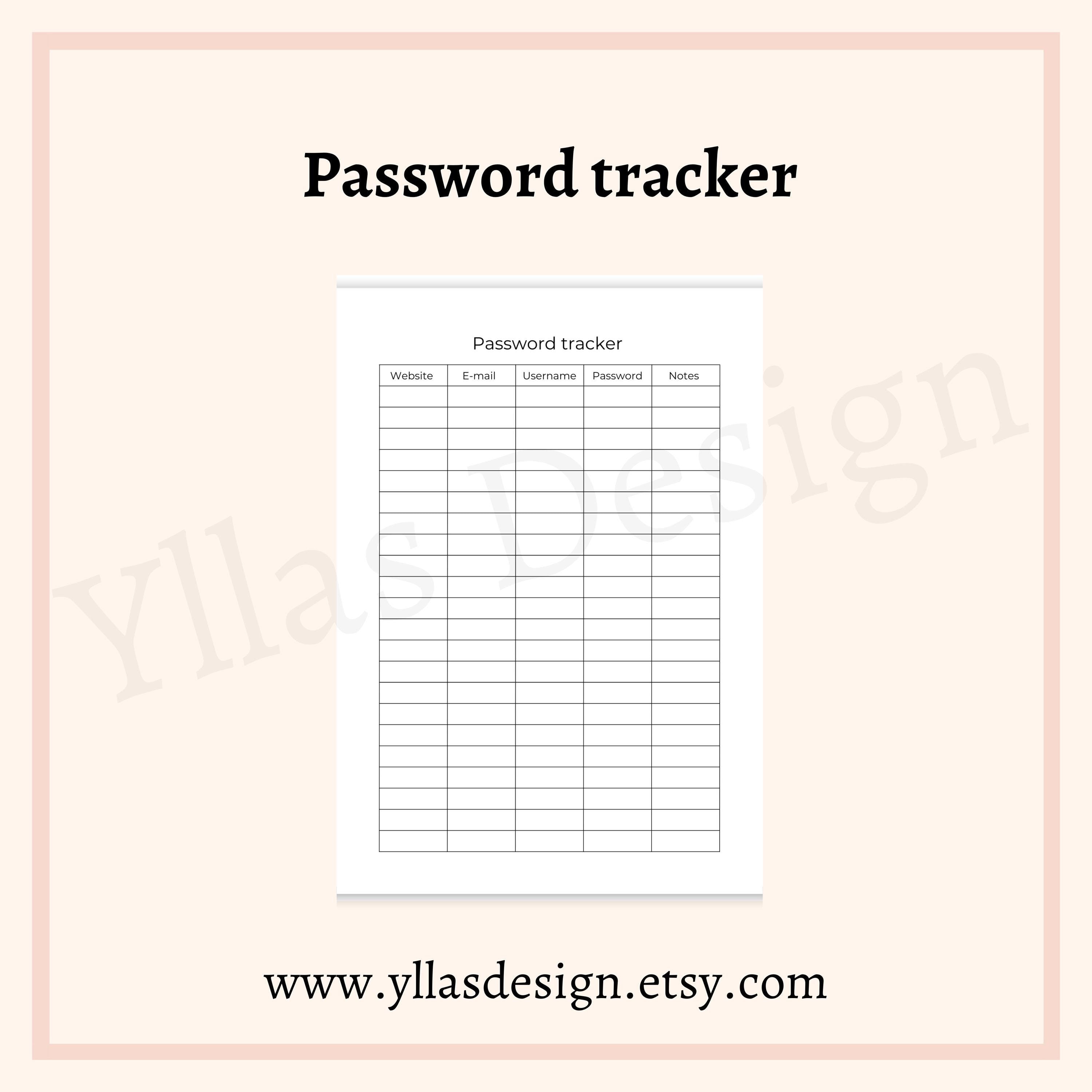 Password Tracker Printable Fillable Pdf Password Organizer Password ...