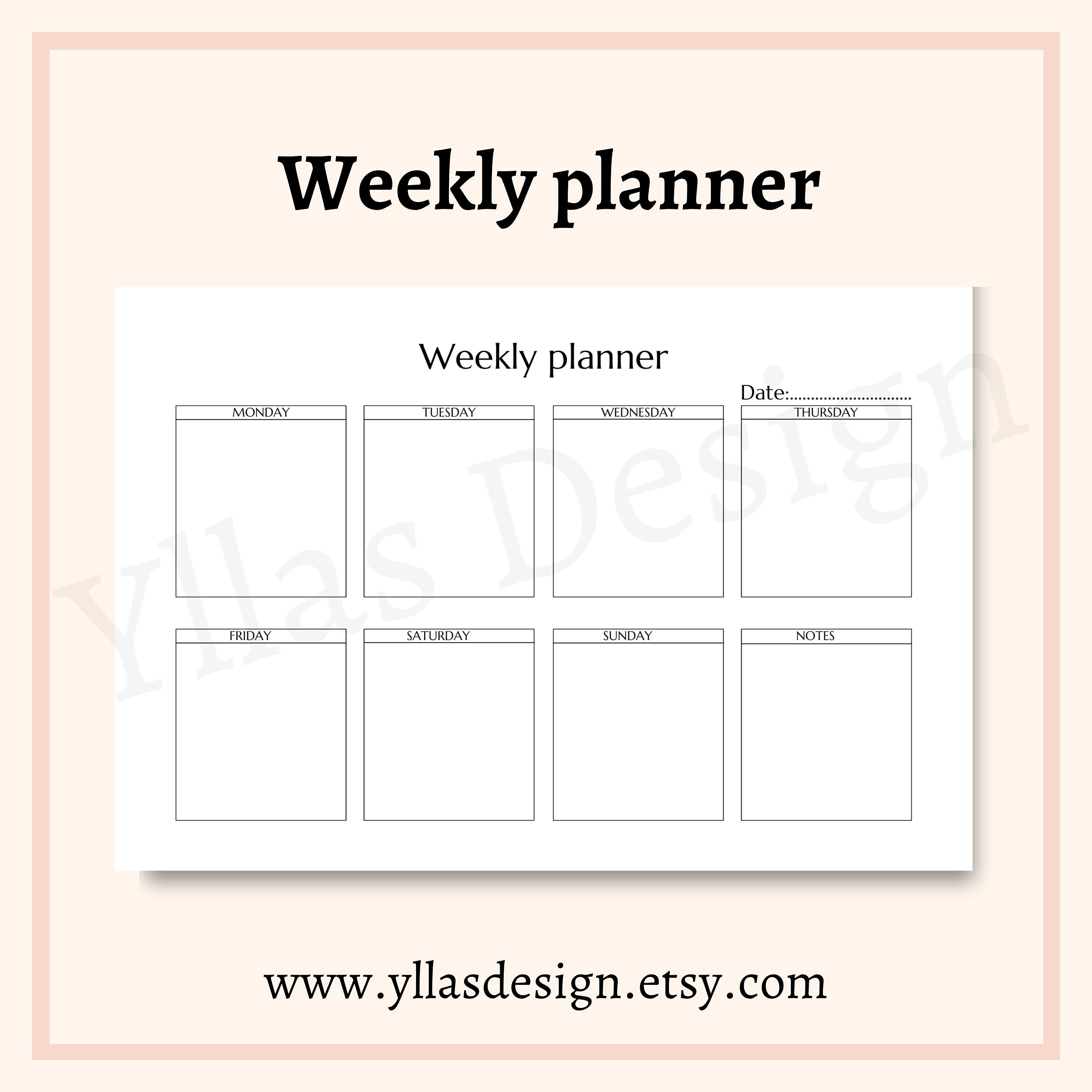 Weekly Planner Printable Landscape Weekly Schedule Pdf Week at a Glance ...