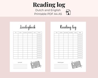 Registro de lectura detallado imprimible / Seguimiento de libros con calificaciones y géneros / Inserto de diario de lectura / Registro de libros en PDF / Descarga digital
