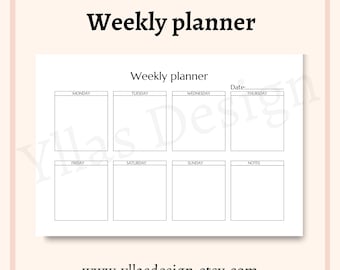 Weekly planner printable landscape weekly schedule pdf week at a glance minimalist weekly plan weekly organizer instant download a4 letter