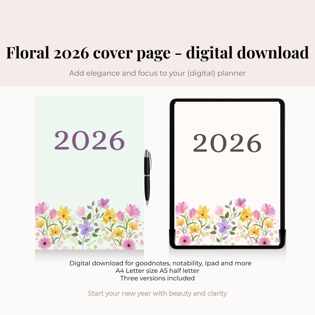 Floral 2026 Planner Cover Set | Three Journal Covers | Printable PDF A4 ...