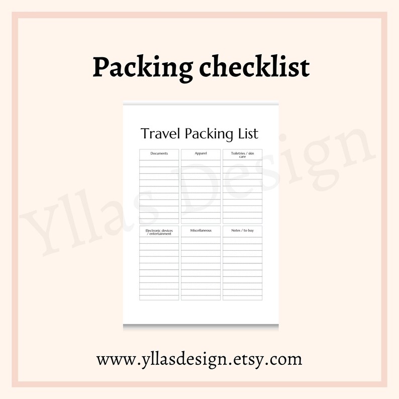 Travel Packing Checklist Printable Pdf Vacation Packing List Travel ...