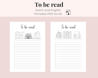 TBR List Printable | Bookshelf Reading Tracker | To Be Read Journal Page | Book Planner Insert | Digital Download a4 a5