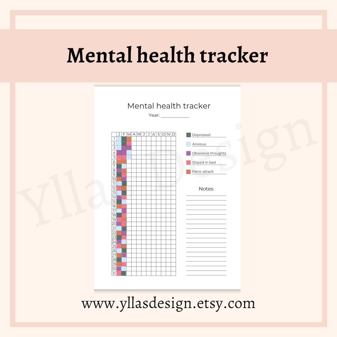 Mental Health Tracker Printable Pdf Planner Symptom Tracker Anxiety ...