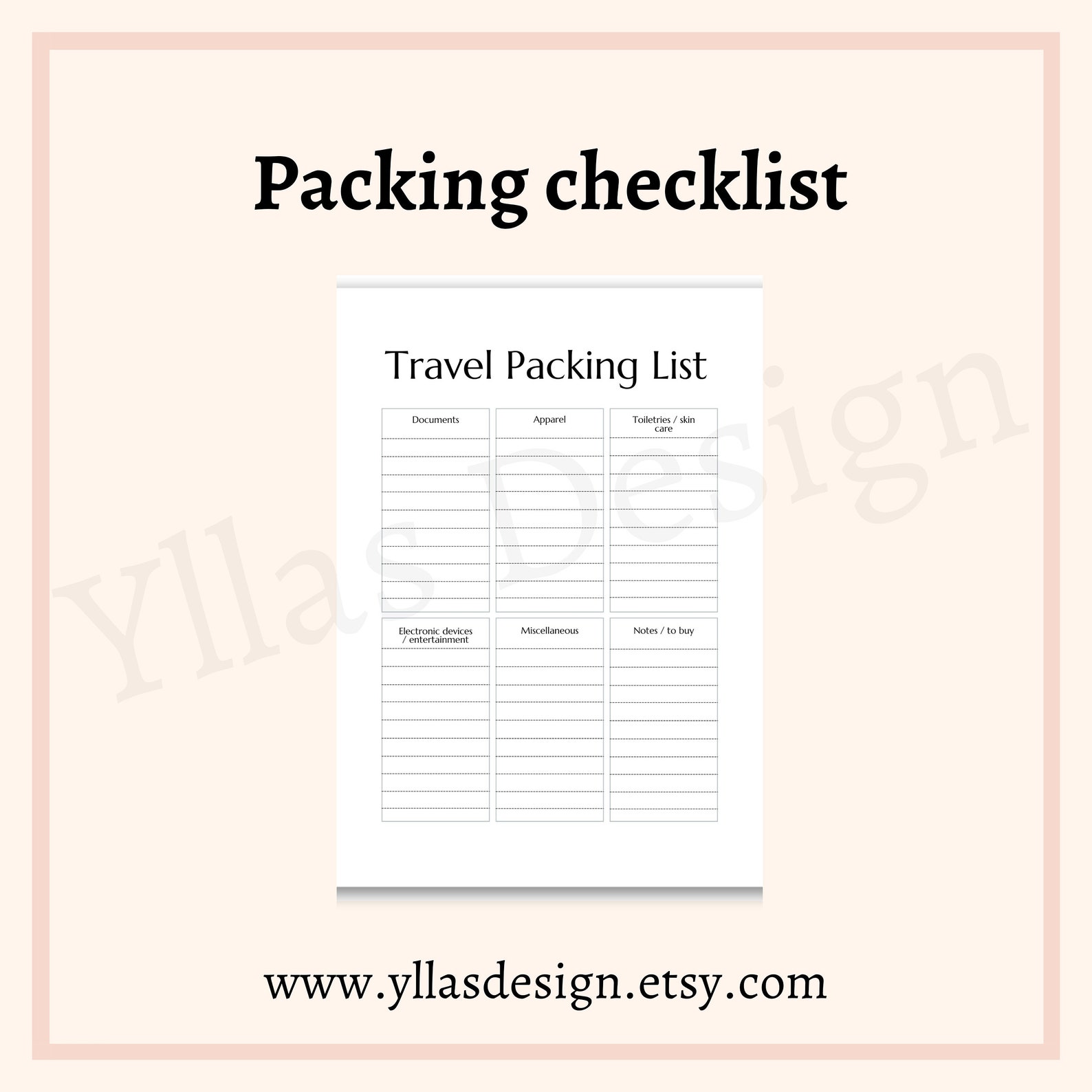 Travel Packing Checklist Printable Pdf Vacation Packing List Travel ...