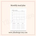 Monthly Meal Planner Printable Pdf 4 Week Family Food Planning Grocery ...