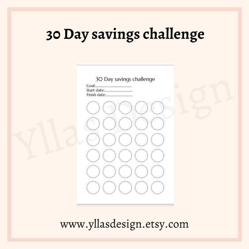 30 Day Savings Challenge Printable Pdf Monthly Savings Challenge 4 Week ...