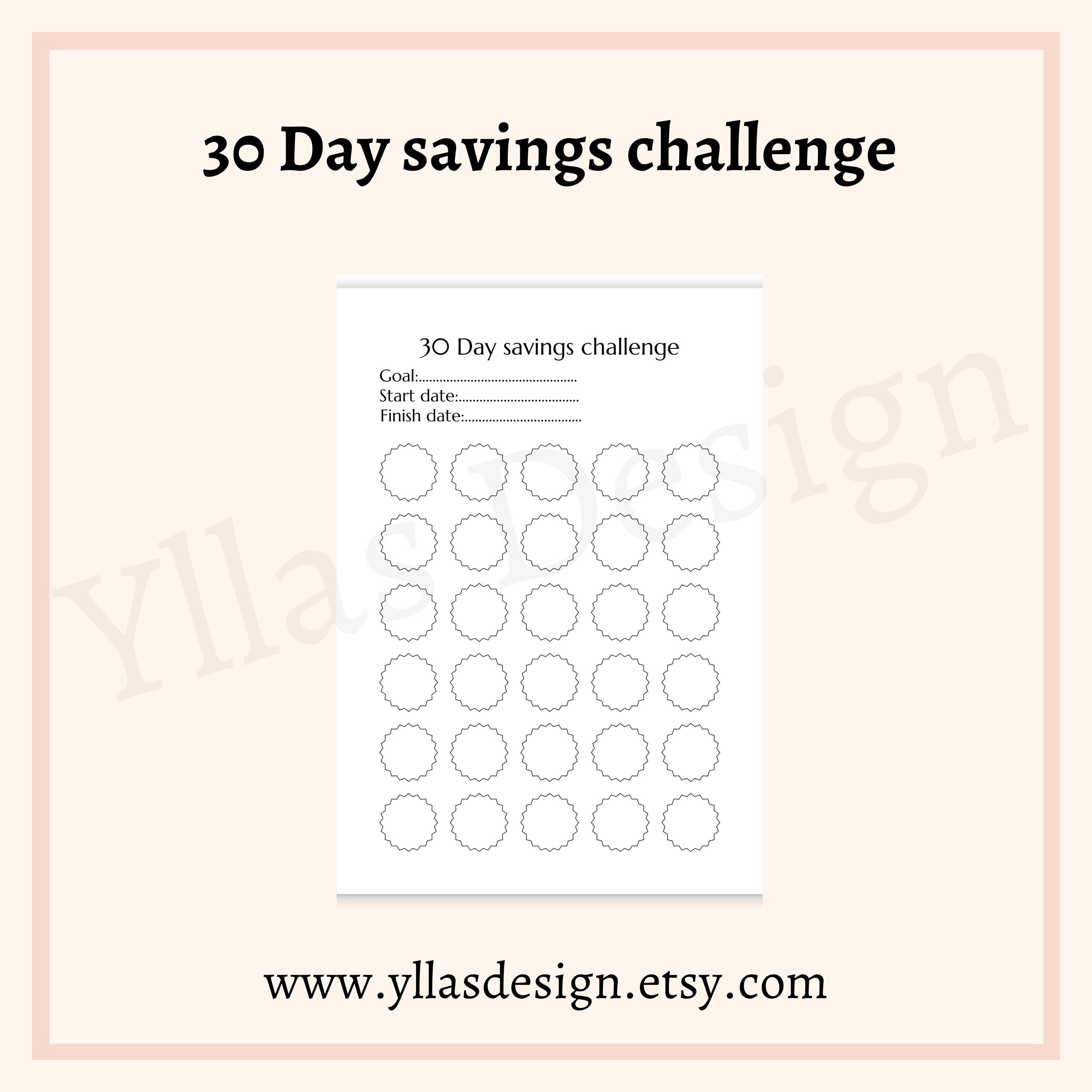 30 Day Savings Challenge Printable Pdf Monthly Savings Challenge 4 Week ...