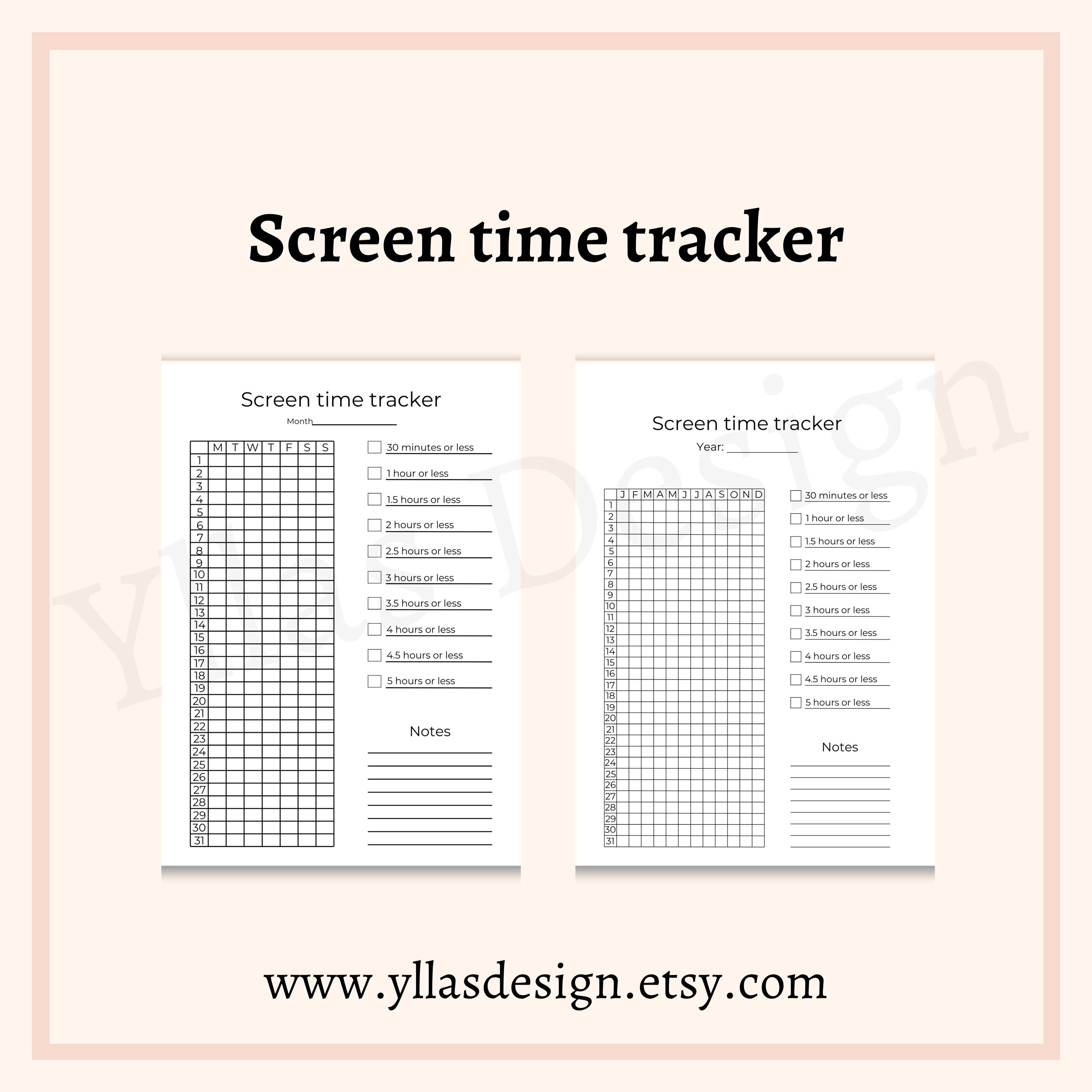 Screen Time Tracker Printable Pdf Habit Tracker Phone Tracker Journal ...