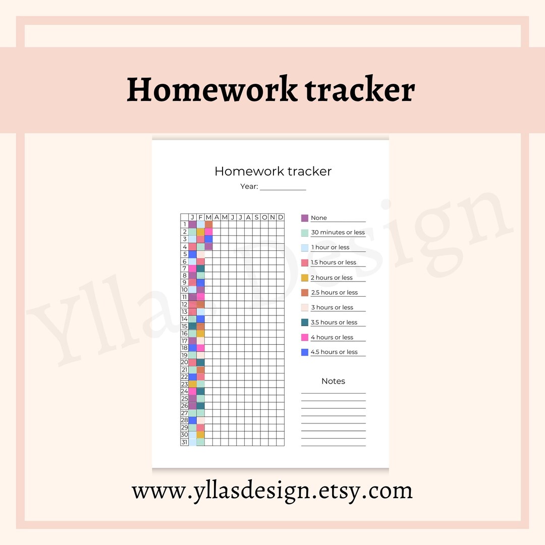 Homework Tracker Printable Pdf Student Planner Page Student Journal ...