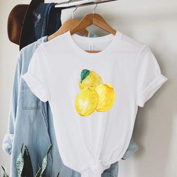 Lemon T-shirt birthday gift for wife or men, cottagecore tshirt, botanical shirt, gardening shirt, fruit tee, lemon clothes, lemon print