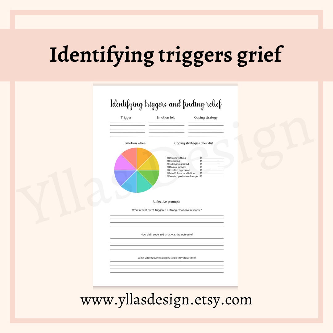 Grief Triggers Coping Worksheet Journal Page Pdf Printable Healing Tool ...
