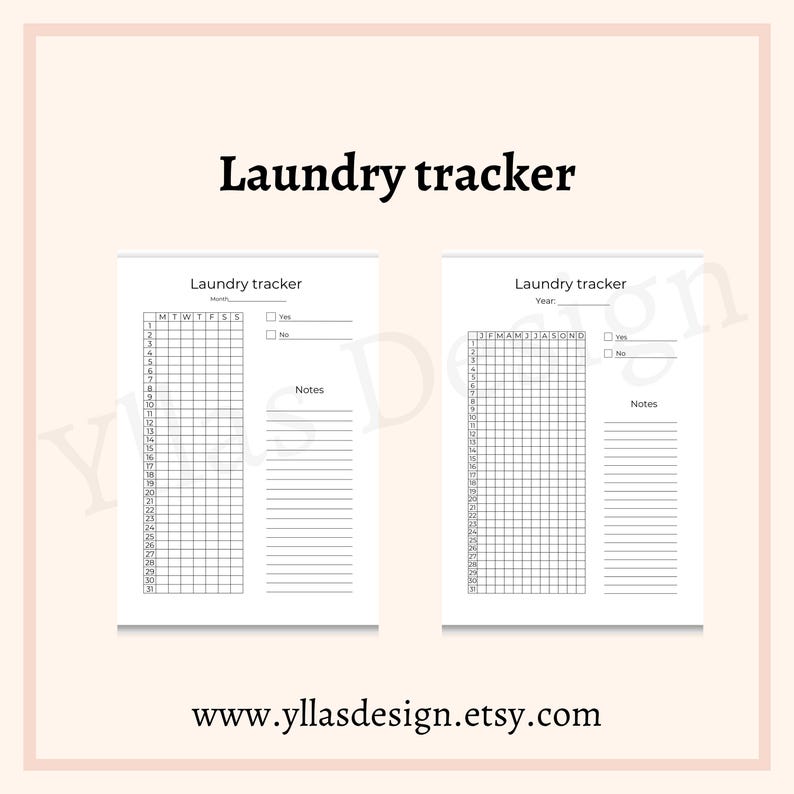 Laundry Tracker Printable Pdf Journal Page Laundry Daily Tracker ...