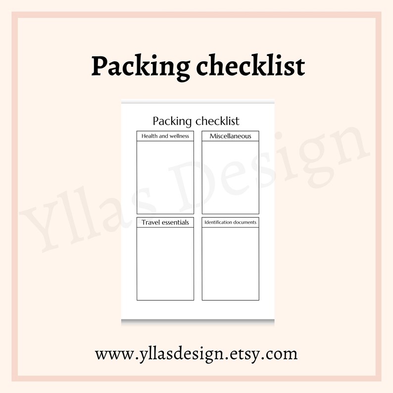 Travel Packing List Printable Pdf Travel Packing Checklist Vacation ...