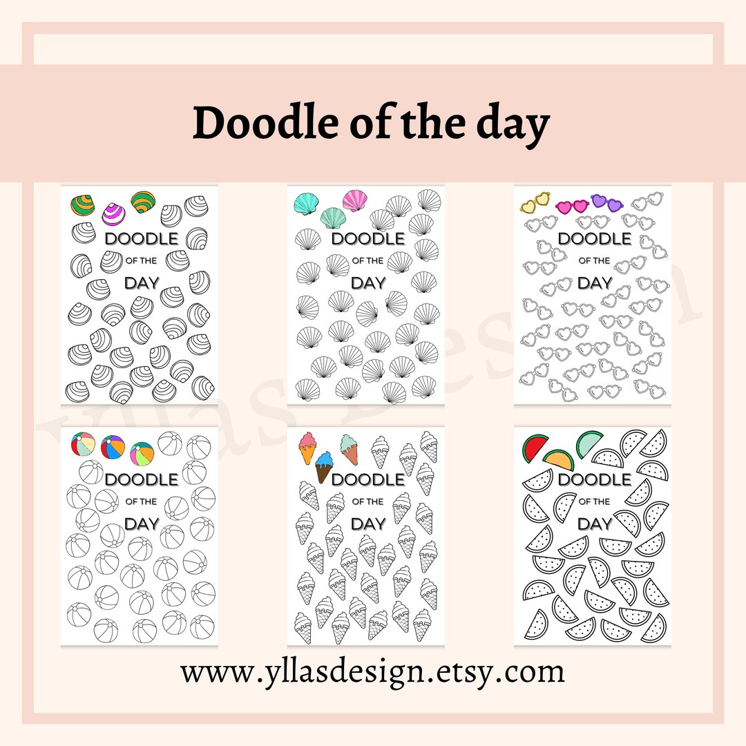 Doodle Pdf Pages Doodle of the Day Bundle Printable Pdf Journal Pages Planner Pages ...
