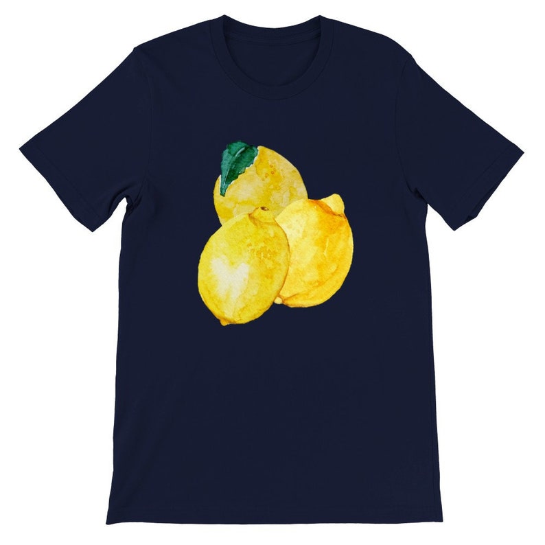 Zitrone T-Shirt Geburtstagsgeschenk für Frau oder Männer, Cottagecore Tshirt, botanisches Shirt, Gartenarbeit Shirt, Obst-T-Shirt, Zitronenkleidung, Zitronendruck Navy