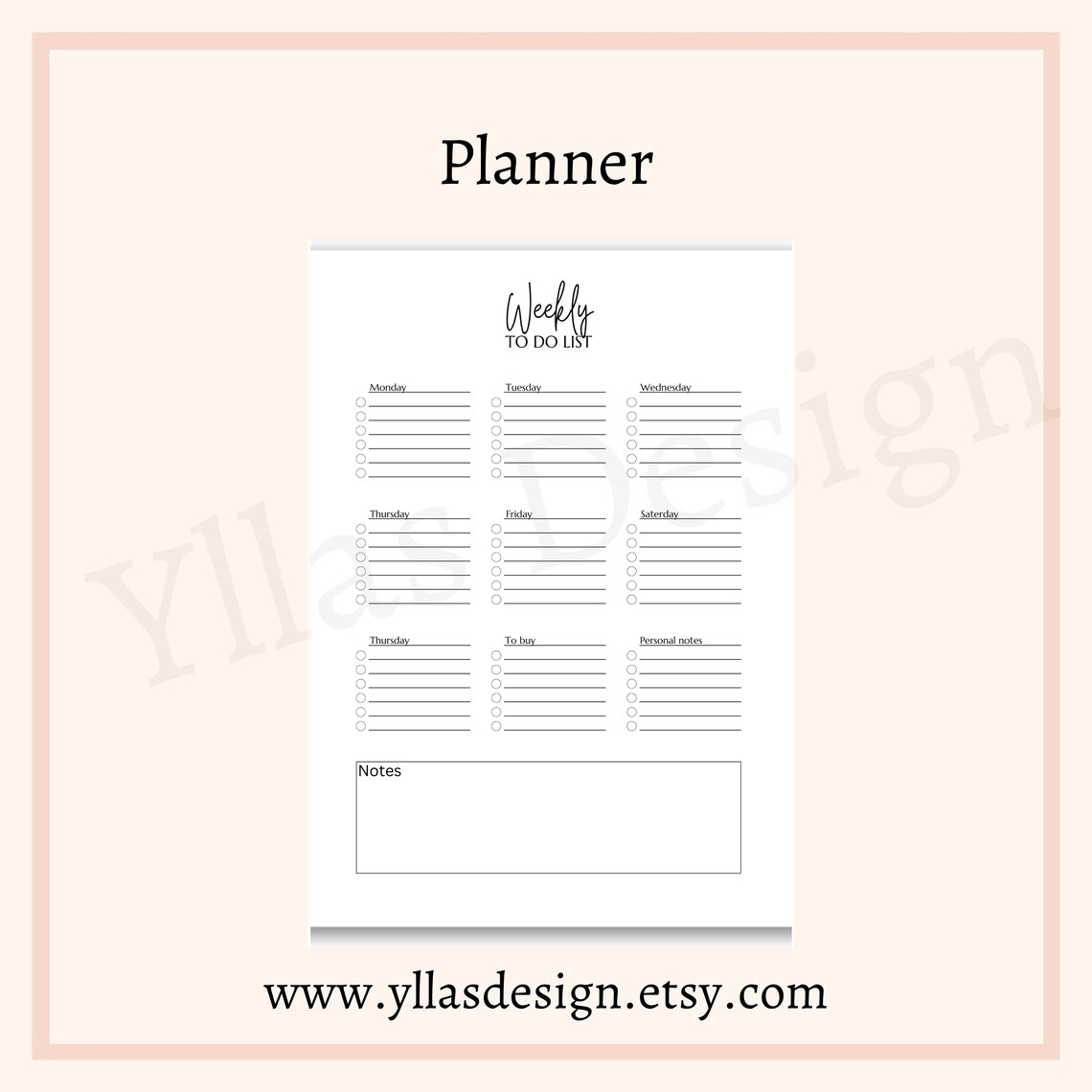 Minimalist Personal Weekly Planner Printable Undated Personal ...