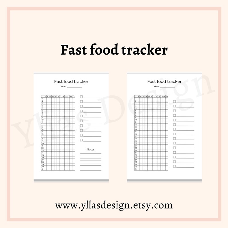 Fast Food Planner Page Printable Pdf Fast Food Tracker Health Tracker ...