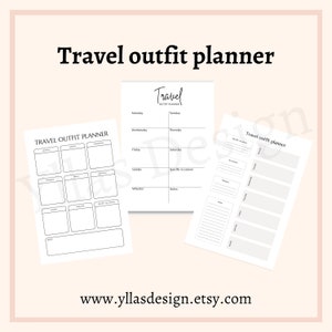 Planejador de roupas de viagem para impressão editável em pdf download instantâneo lista de embalagem de viagem diária planejador de roupas de férias planejador de viagens mulheres homens