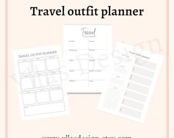 Travel outfit planner printable editable pdf instant download daily travel packing list vacation outfit planner trip women men planner