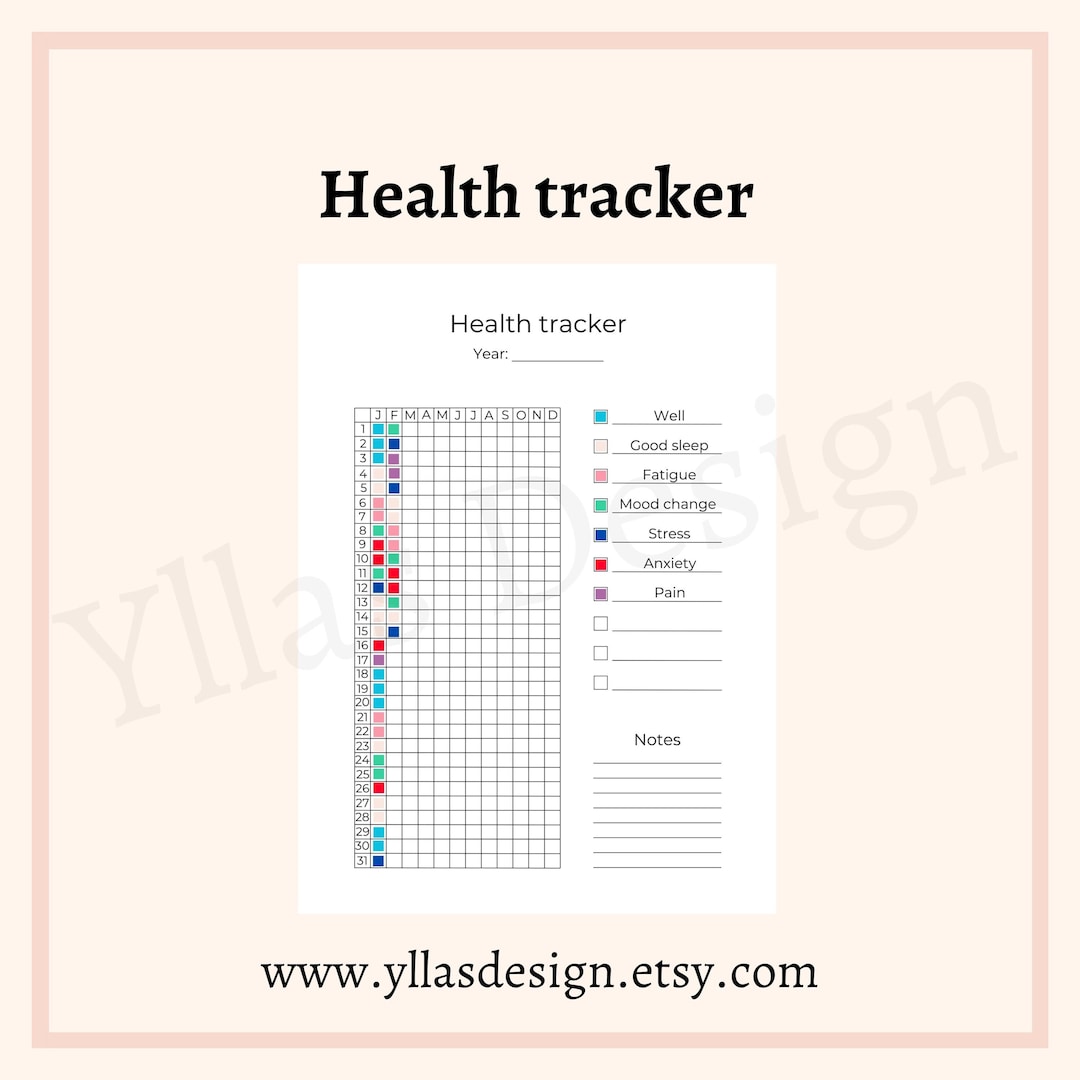 Health Tracker Printable Pdf Mood Tracker Pain Tracker Medical Tracker ...