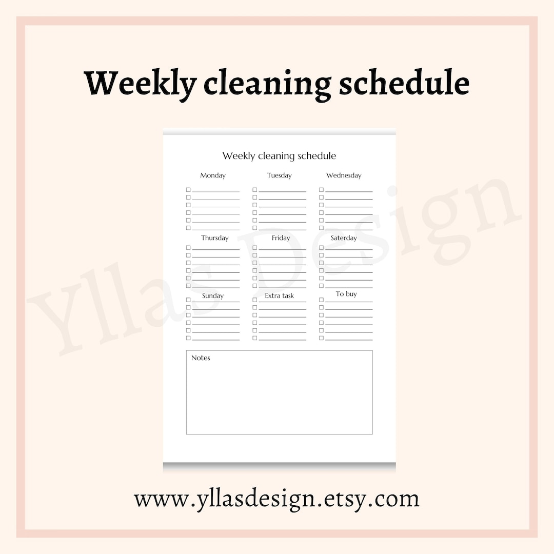 Weekly Cleaning Planner Printable Pdf 7 Day Cleaning Schedule House ...