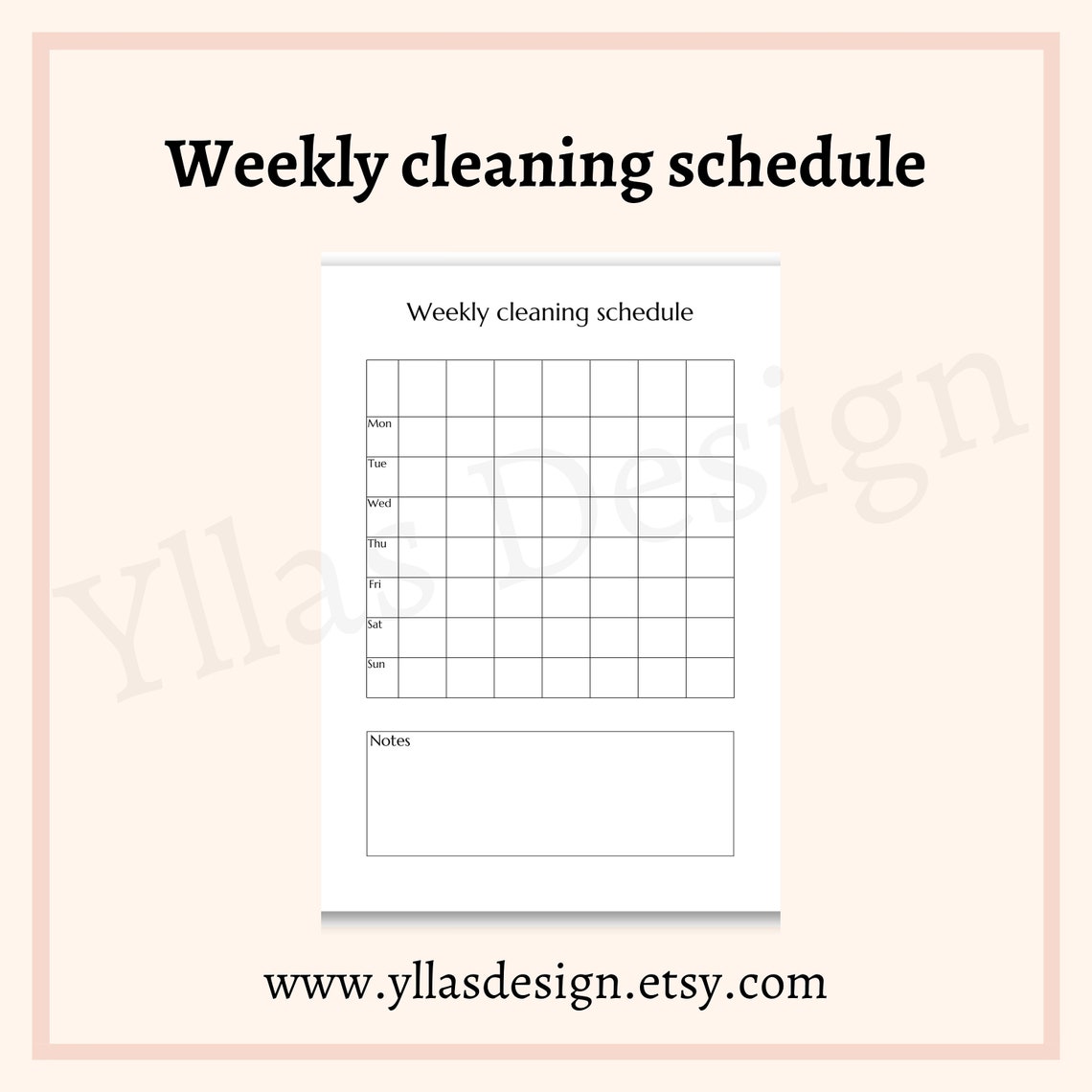 Weekly Cleaning Planner Printable Pdf 7 Day Cleaning Schedule House ...