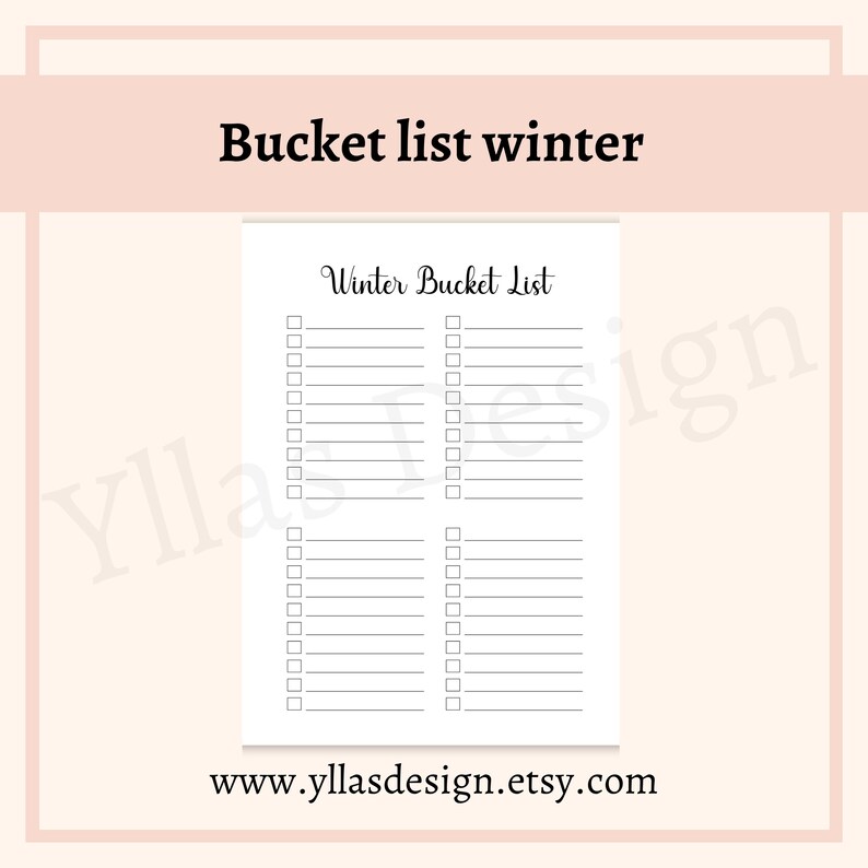 Winter Bucket List Printable Journal Page Pdf Winter Activities Winter ...