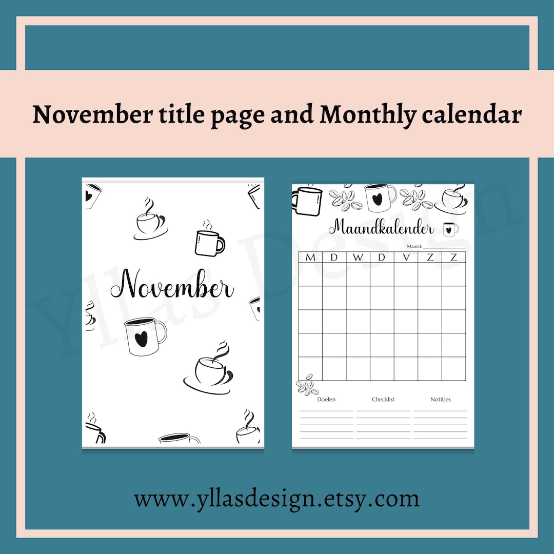 November Planner Bundle – Title Page + Monthly Calendar + Weekly ...