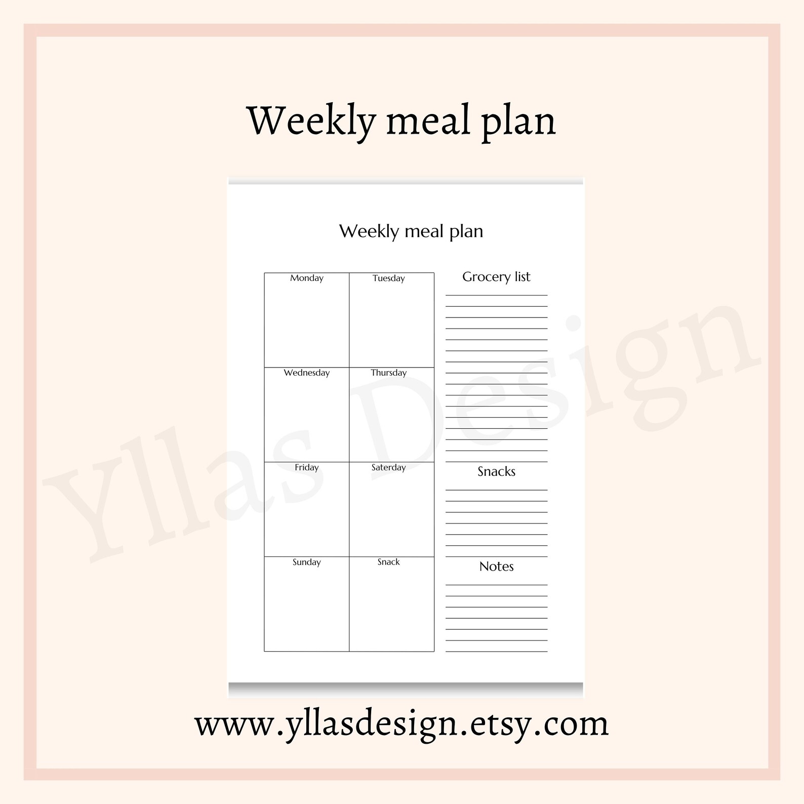Weekly Meal Planner Printable Pdf Family Meal Planner Health Fitness ...