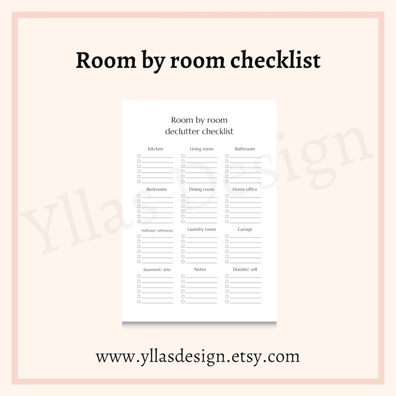 Room by Room Declutter Checklist Printable Pdf Declutter Planner ...