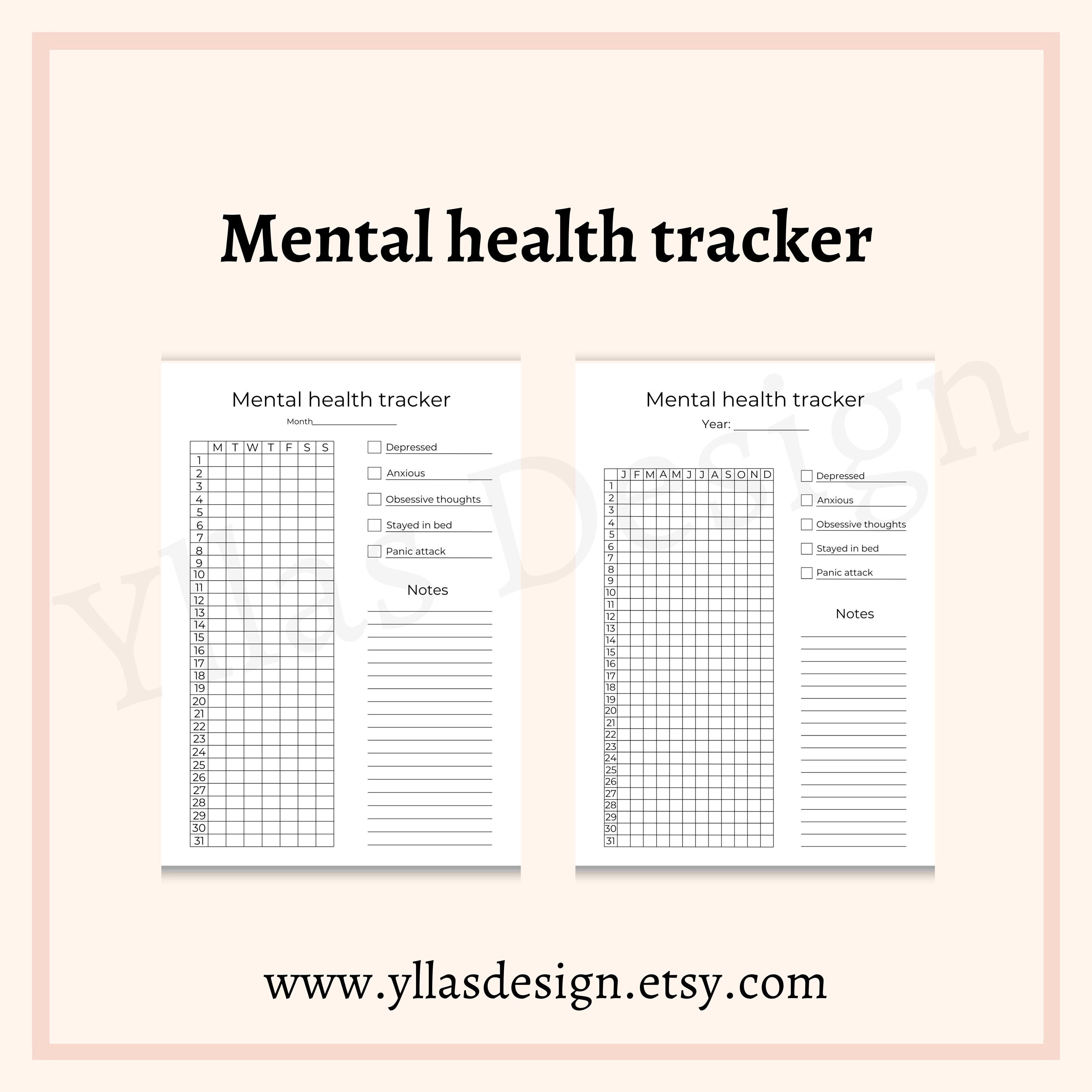 Mental Health Tracker Printable Pdf Planner Symptom Tracker Anxiety ...