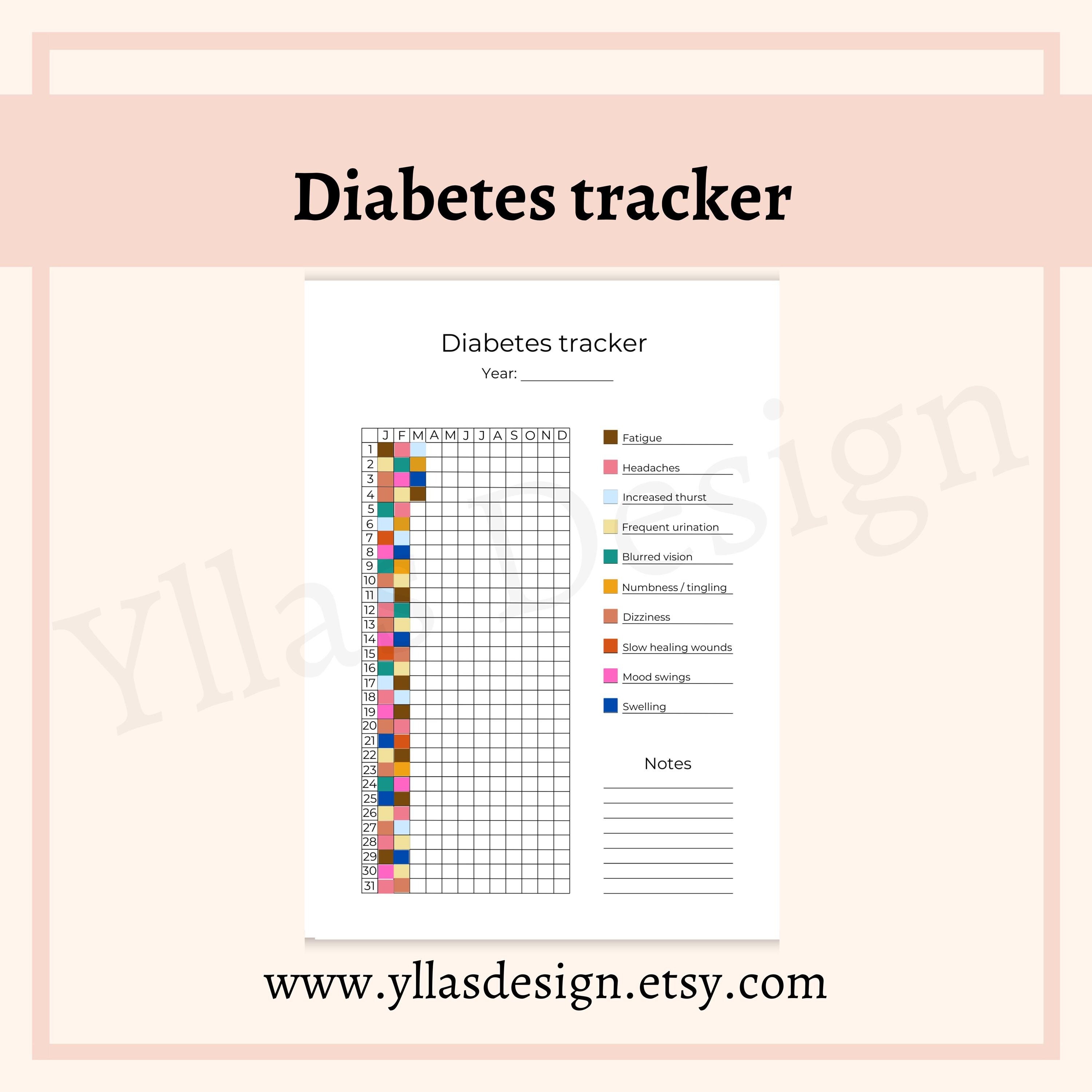 Diabetes Tracker Printable Pdf Journal Page Blood Sugar Tracker Health ...