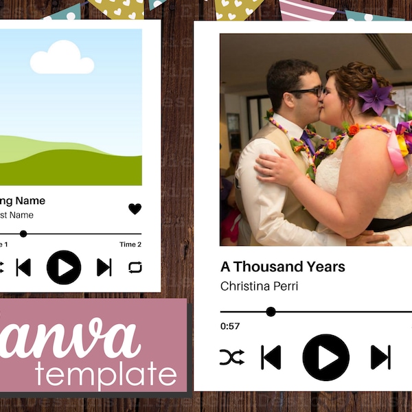 Favorite Song Picture Template | Spotify Plaque Custom | Personalized Wall Art for Her | Digital | Canva Template Wedding | Song Plaque