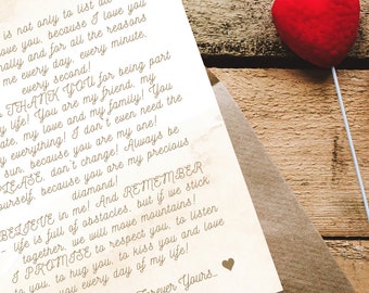 Letter of Love | unique gift for him or her | Printable A4 (Wedding, Anniversary, Birthday, St. Valentine's Day)