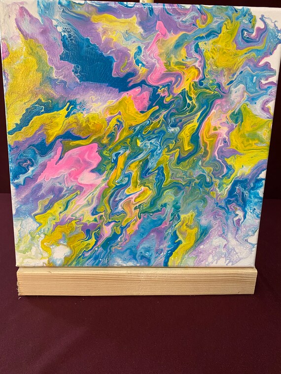 Pastel Acrylic Paint Pour on Canvas 12x12 