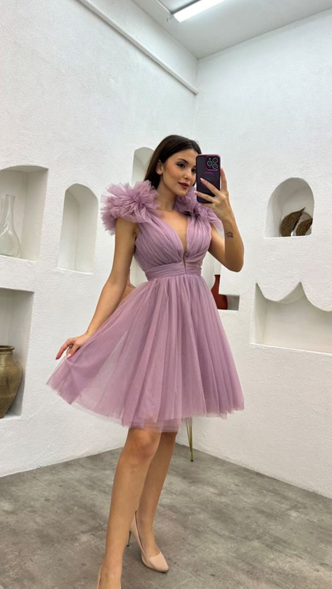 Lilac Mini Tulle Prom Dressfairy Prom Dressknee Length Etsy