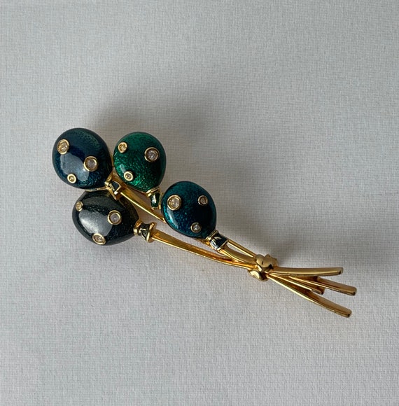 Beautiful Swarovski Gold Tone Blue and Green Ballo