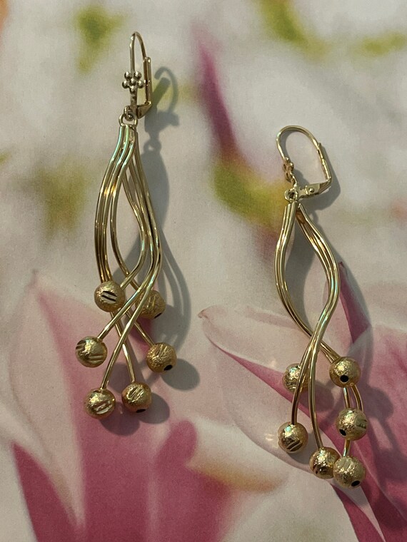 Beautiful Goldtone Dangle ball Earrings - image 1