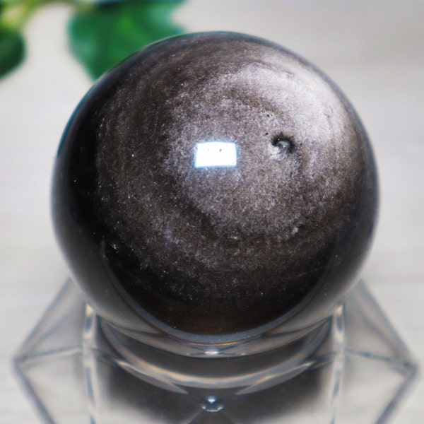 Silber-Obsidian Kugel 54mm inkl. Kugelständer