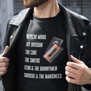 New Wave Bands Mixtape Unisex T-Shirt | Cassette Tape Tshirt | 80s Retro Gift | The Cure Shirt | The Smiths Tee | Siouxsie | Echo & Bunnymen