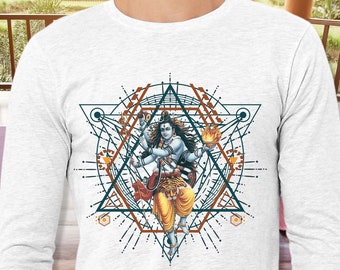 Space Shiva Unisex Long Sleeve Tee | Dancing Nataraja T-shirt | Spiritual Jersey Tshirt | Hindu Meditation Top | Sacred Geometry | Yoga Gift