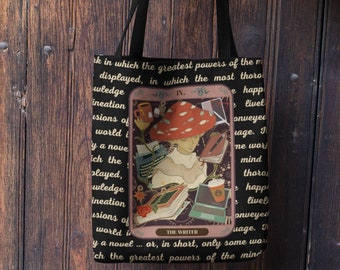 The Writer Tarot Card Black Tote Bag | Writer Tote Bag | Tarot Tote Bag | Tarot Grocery Bag | Author Tote Bag | 18x18 | 16x16 | BooksTote
