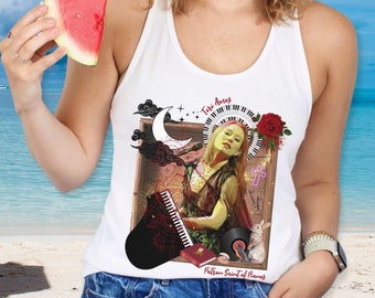 Women's Tori Amos Piano Fan Racerback Tank | Patron Saint of Pianos Tank Top | Cornflake Girl | Witchy Woman Tanktop | Music Lover Gift
