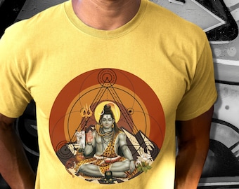 T-shirt unisexe Shiva montagne | -shirt Nataraja dansant | pièce en t d'hindouisme hindou | Spiritualité Haut de page | Cadeau de méditation yoga | Géométrie sacrée