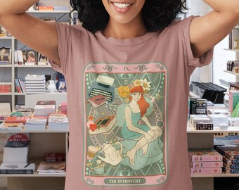 The Introvert Tarot Card Unisex T-Shirt | Introverted Tshirt | Funny Witchy Shirt | Reader Tee | Book Lover Top | Bookworm | Introverts Gift