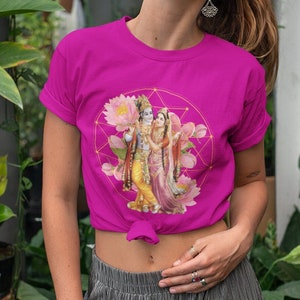 Lotus Radha Krishna Unisex T-Shirt | Sri Yantra Tshirt | Spiritual Shirt | Spirituality Top | Yoga Gift | Sacred Geometry Tee | Hindu Holi
