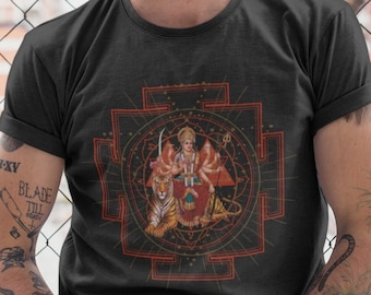 Durga Ma Yantra Unisex T-Shirt | Goddess Shakti Ma Durga Tshirt | Hindu Tee | Spirituality Top | Meditation Gift | Sacred Geometry Shirt