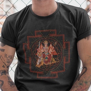 Durga Ma Yantra Unisex T-Shirt | Goddess Shakti Ma Durga Tshirt | Hindu Tee | Spirituality Top | Meditation Gift | Sacred Geometry Shirt
