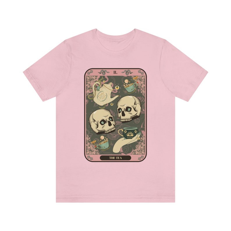 The Tea Tarot Card Unisex T-Shirt | Spill the Tea Shirt | Funny Tarot Card Shirt | Gossip Shirt | Witchy Gift | Tarot Shirt | Witchy Shirt Pink
